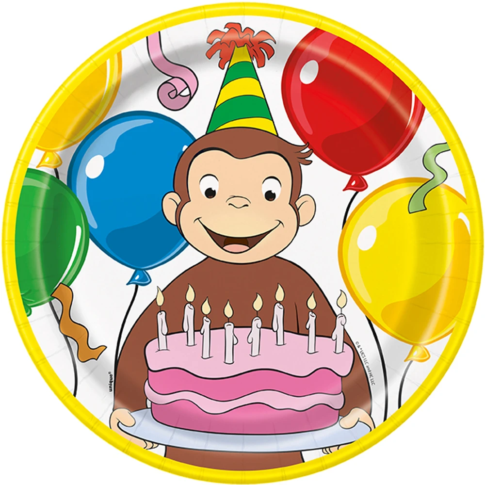 9" Curious George Plates 8ct