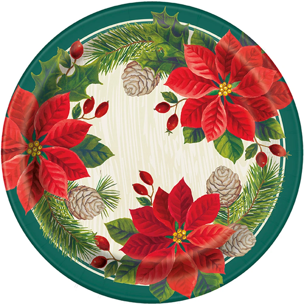 9" Poinsettia Christmas 8ct