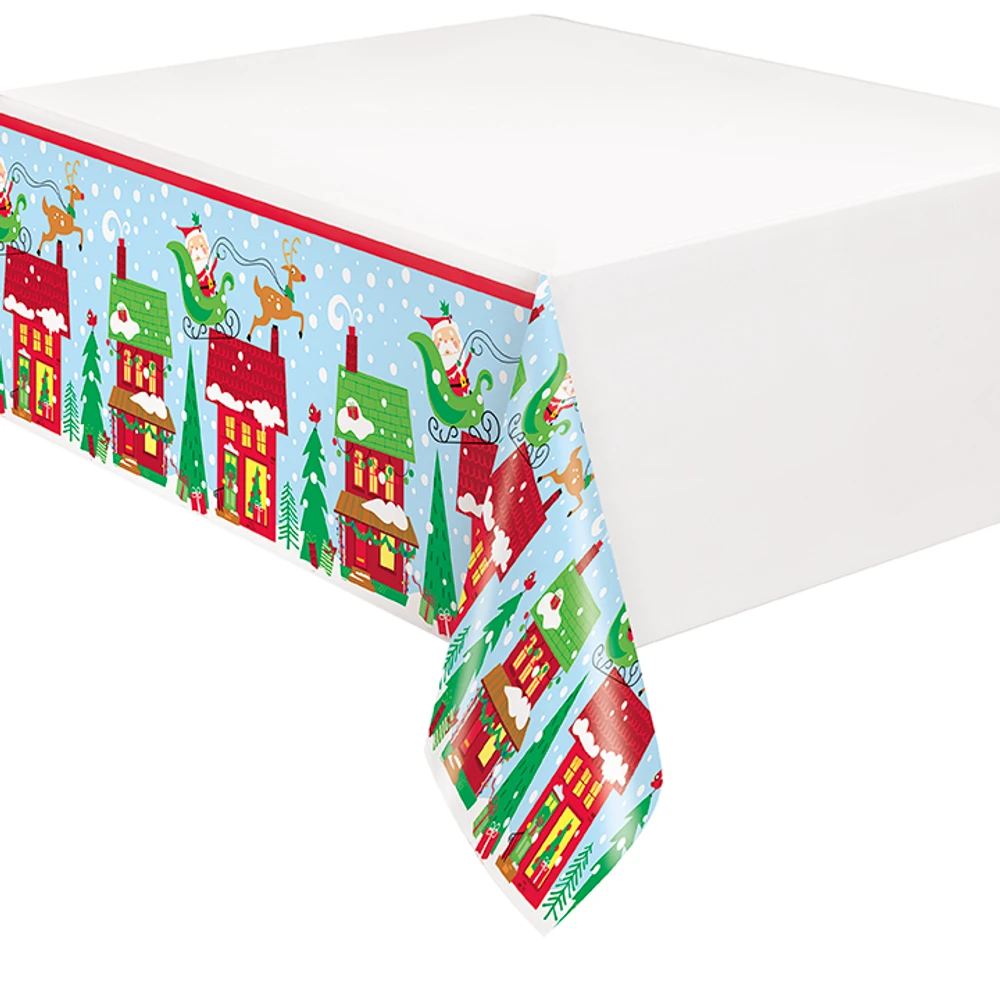 Colorful Santa Table Cover 54x84"
