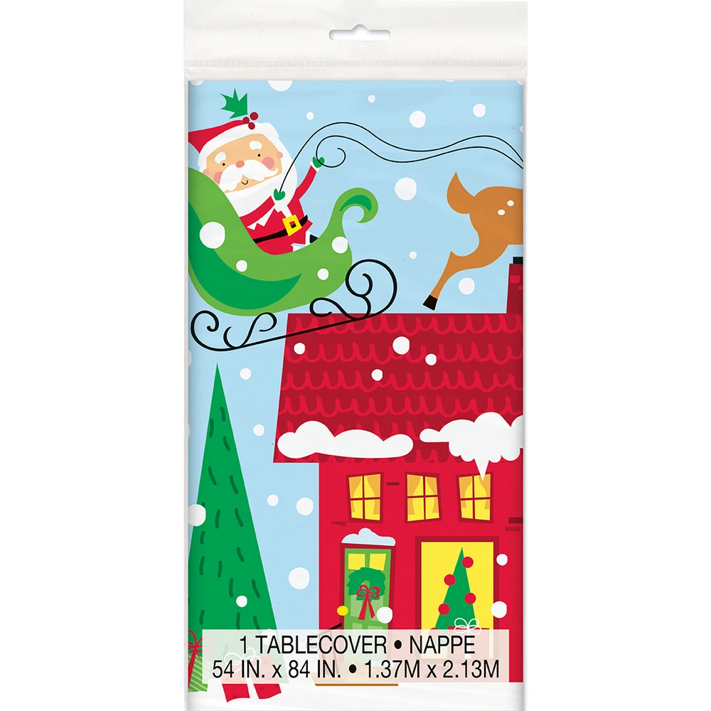 Colorful Santa Table Cover 54x84" - Image 2