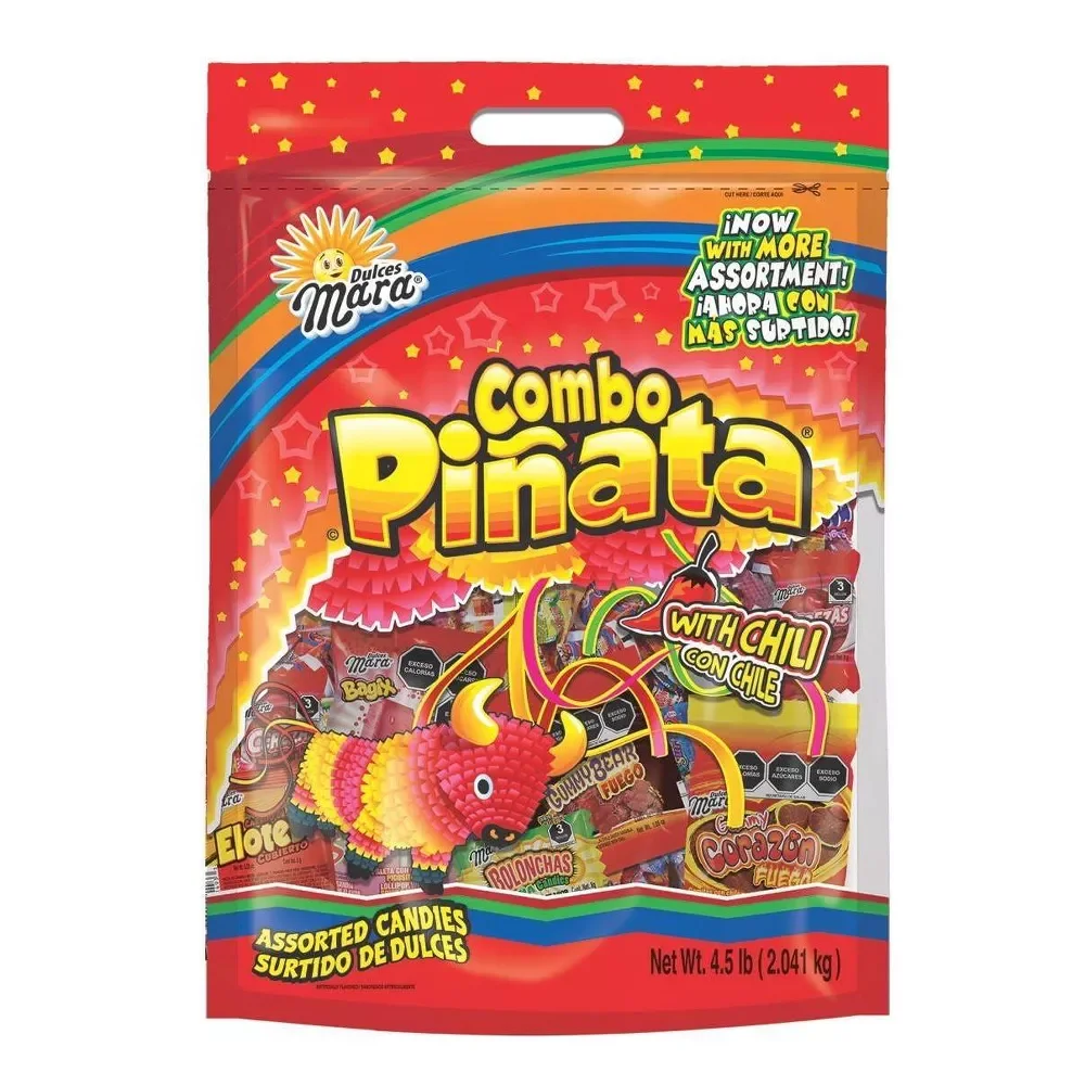front of combo pinata mexican candy bag