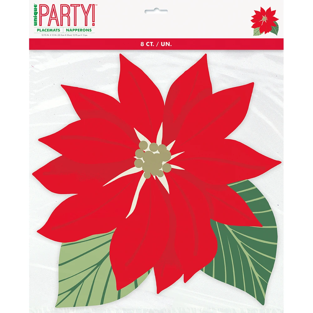 Poinsetta Paper Placemats 8ct