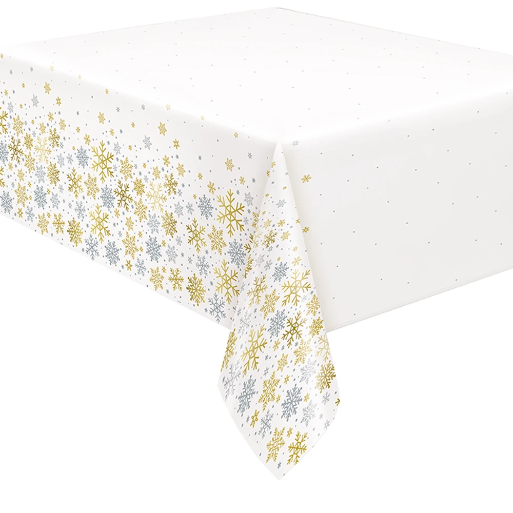 Silver & Gold Holiday Snowflake Table Cover