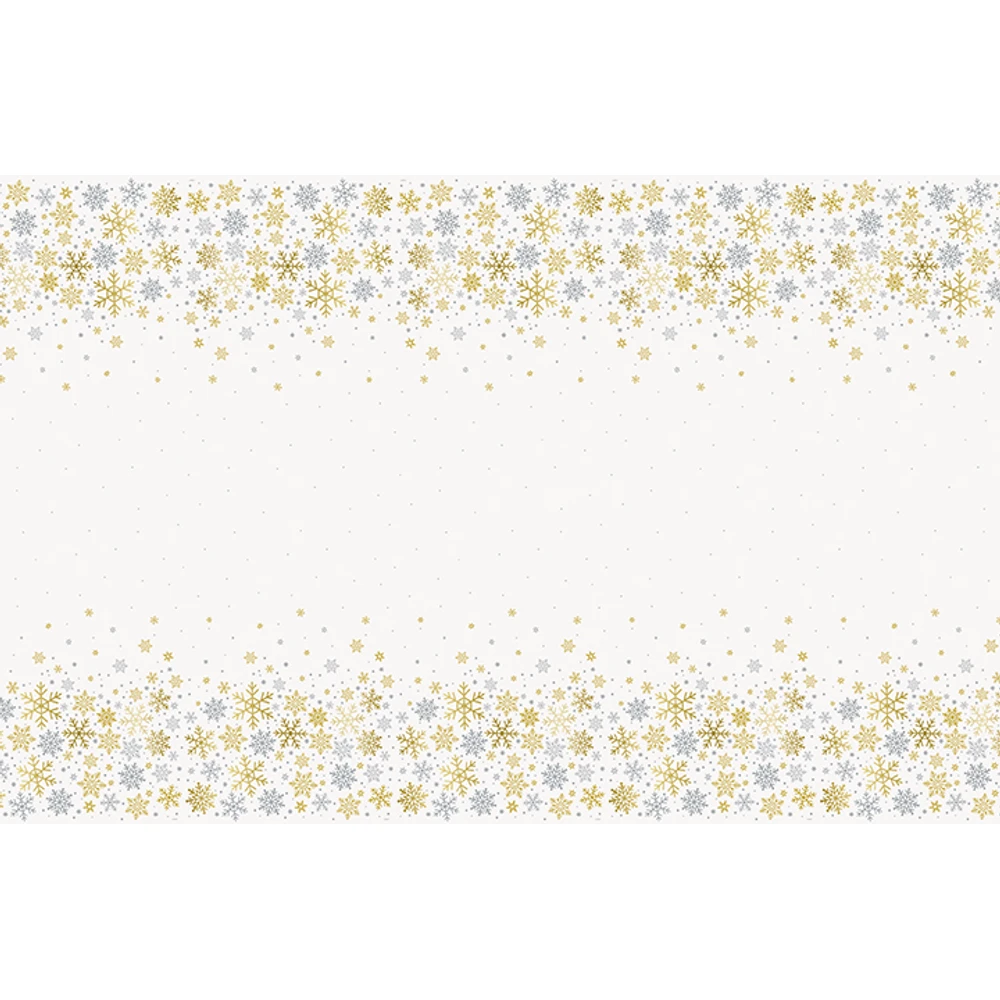 Silver & Gold Holiday Snowflake Table Cover - Image 3