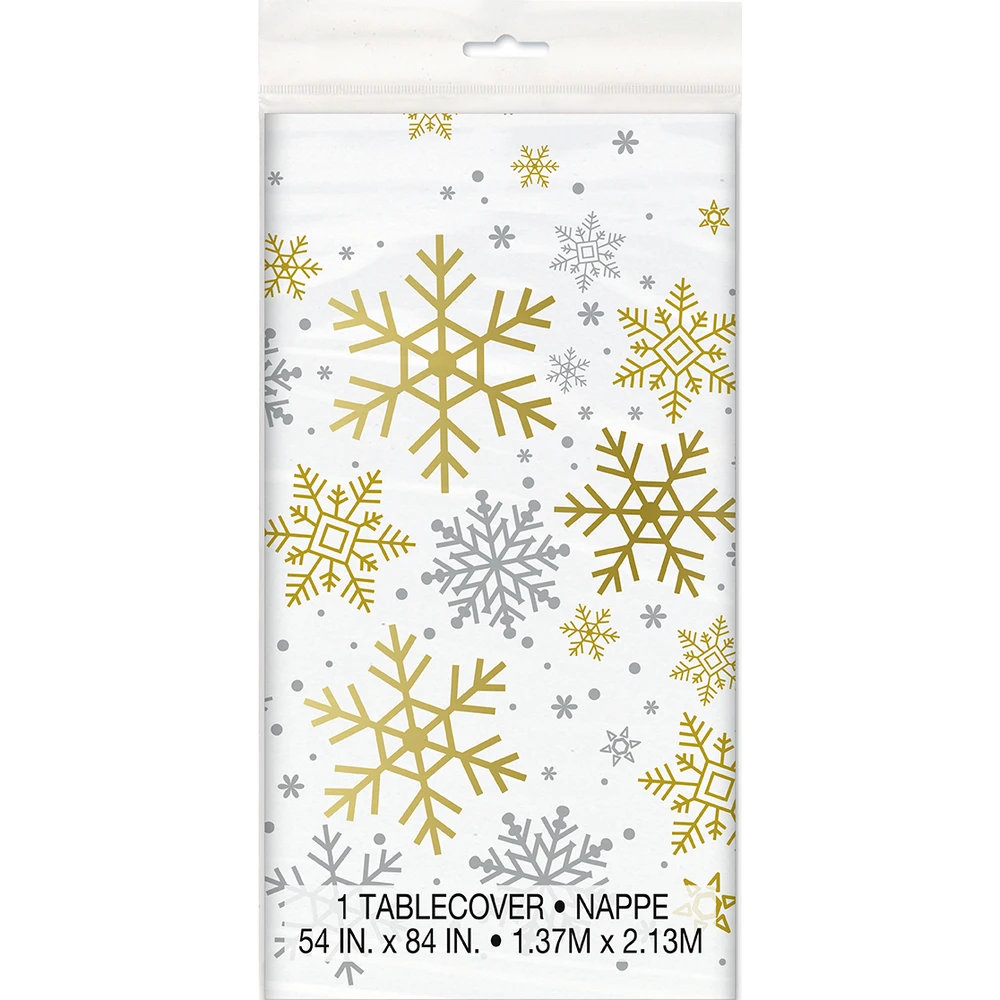 Silver & Gold Holiday Snowflake Table Cover - Image 2