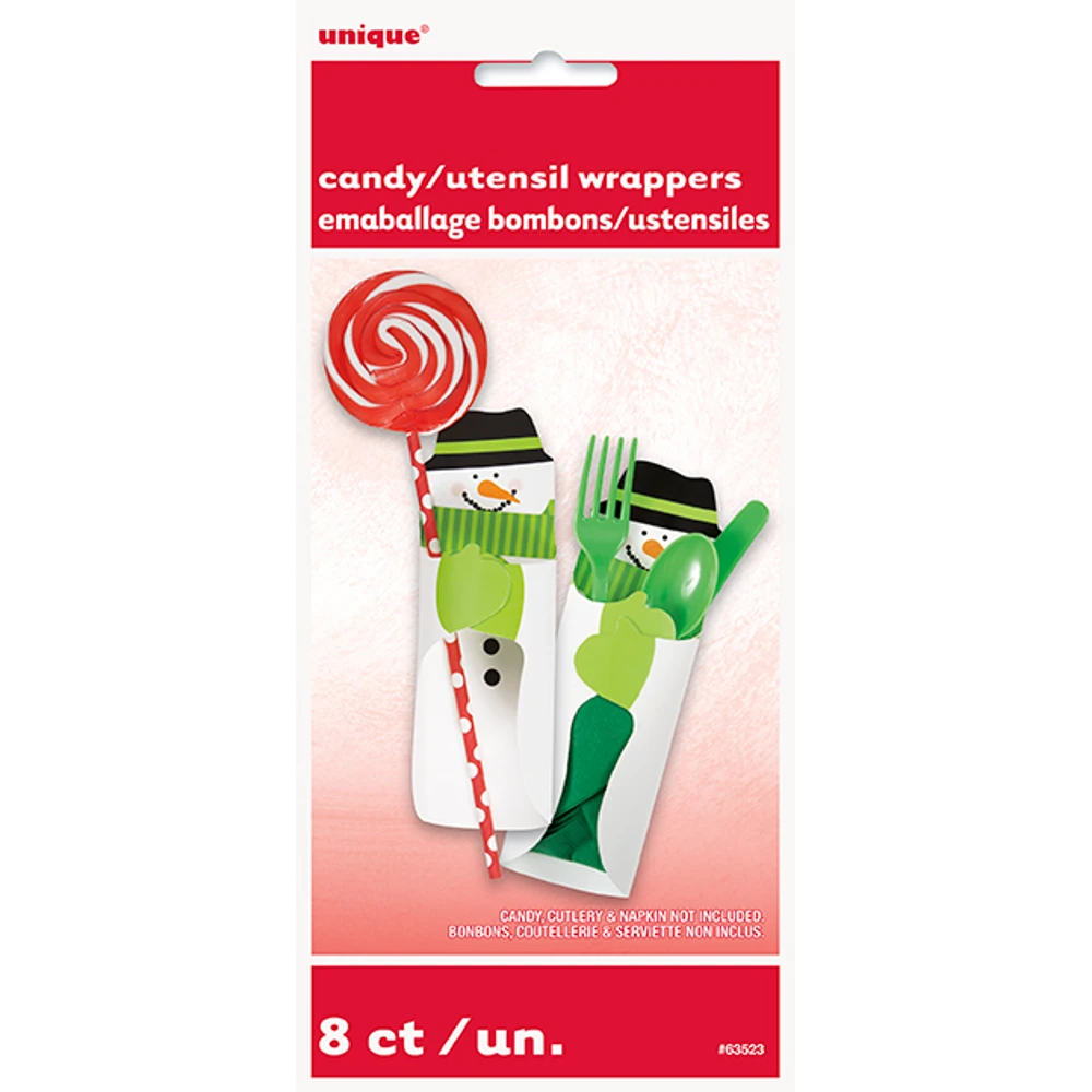 Snowman Candy/Utensil Wrappers 8ct