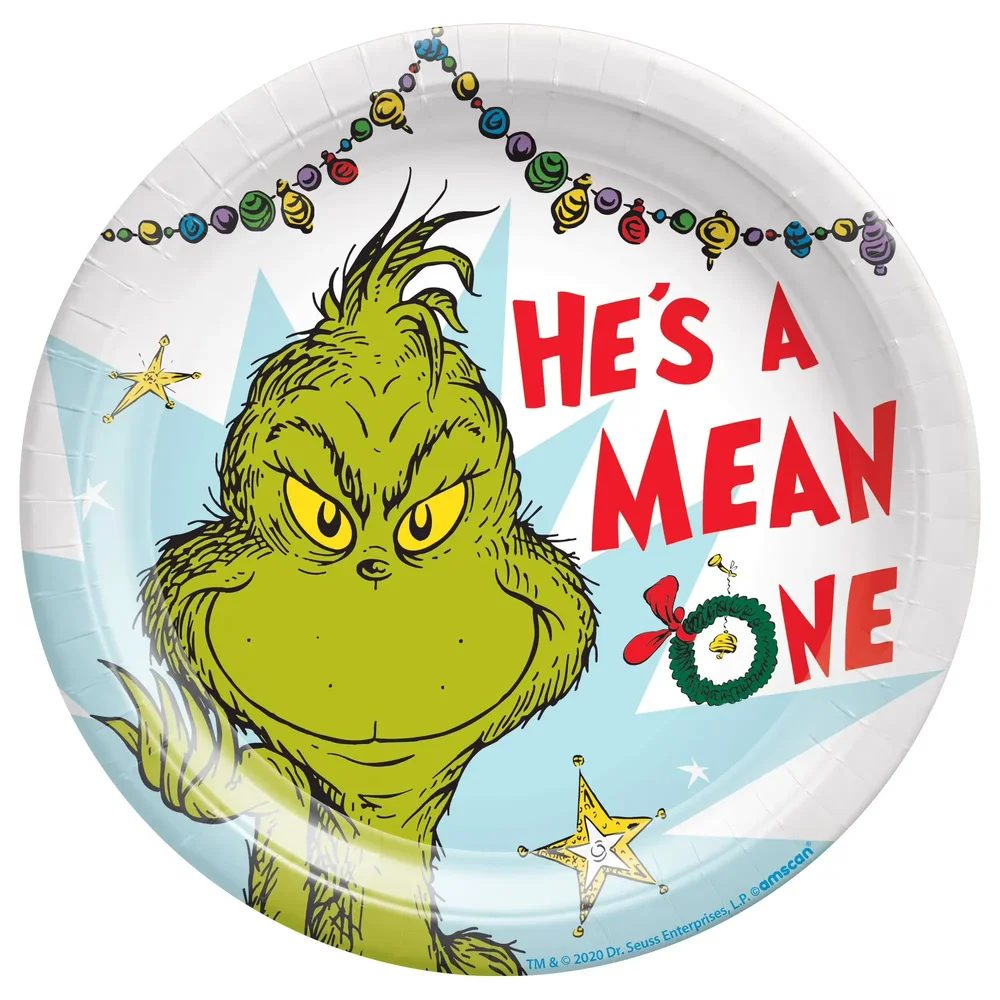 11" The Grinch "He's A Mean One" Paper Plates 8ct