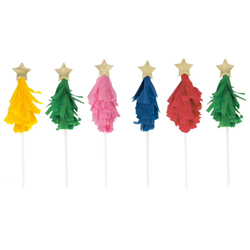 Vibrant Christmas Cake Topper 6ct - Image 2