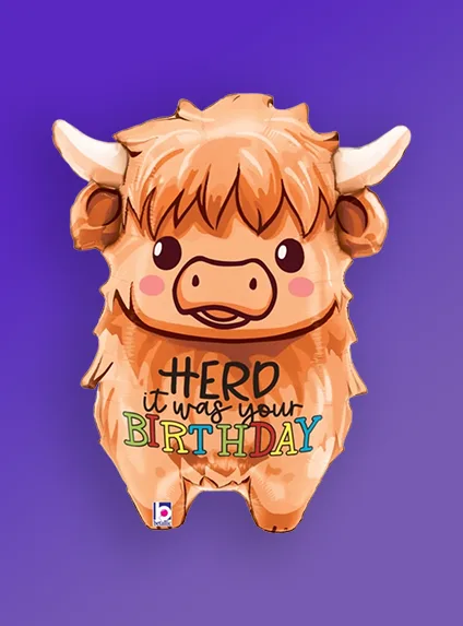 highland cow birthday balloon category