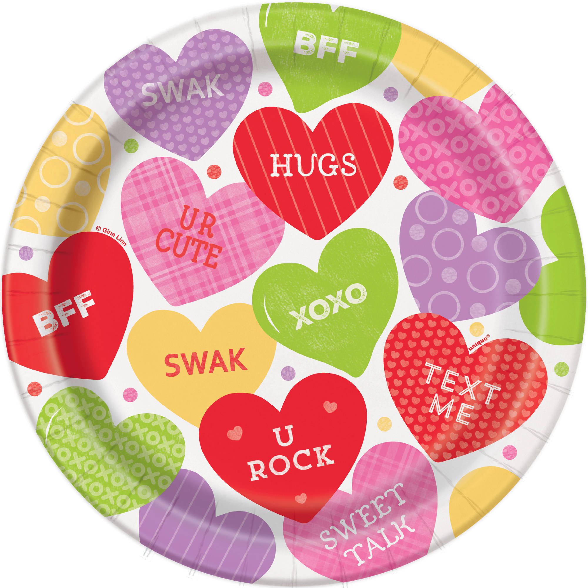 9" Candy Valentine Plates 8ct