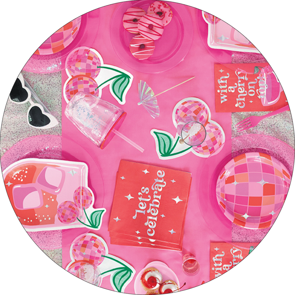 Summer Cherry Disco Ball Party Supplies Theme