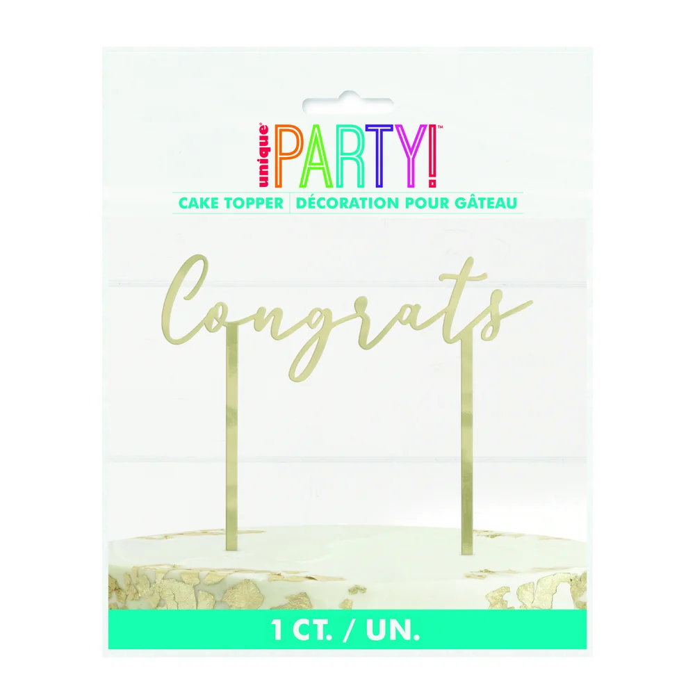 6" Congrats Gold Cake Topper