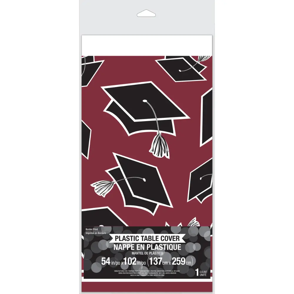 School Spirit Burgundy Table Cover 54"x102" - Image 2