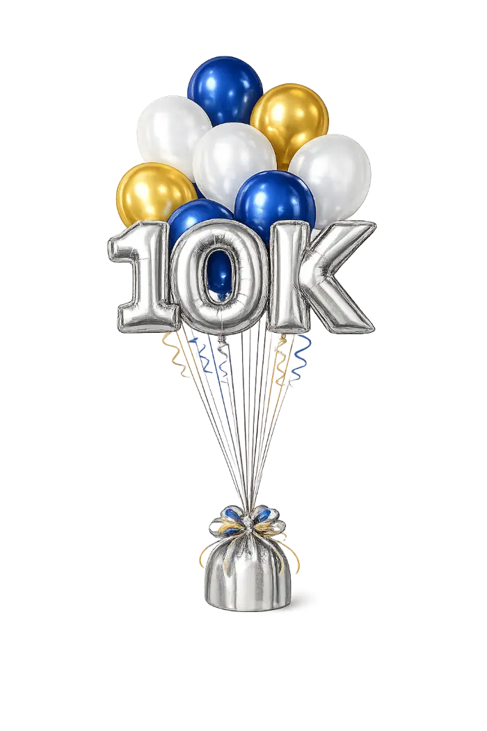 Follower milestone balloon bouquet