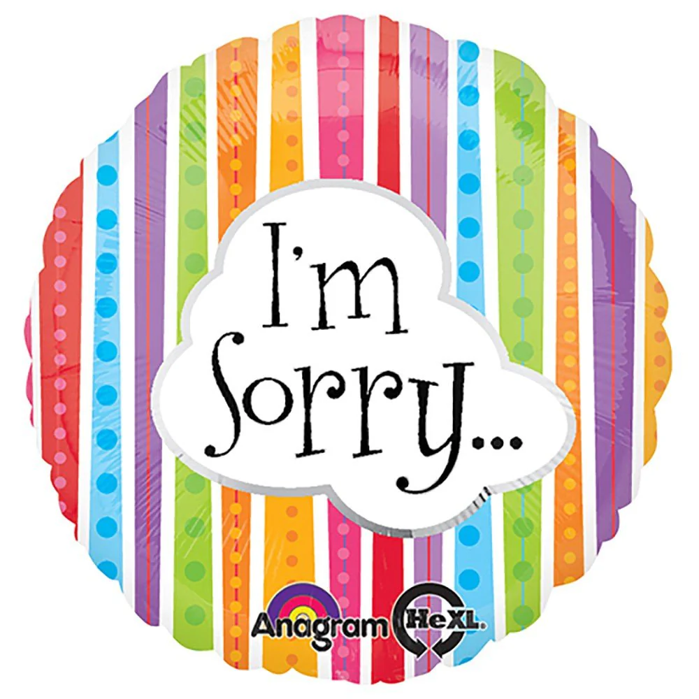 18" I'm Sorry Colorful Strips Balloon