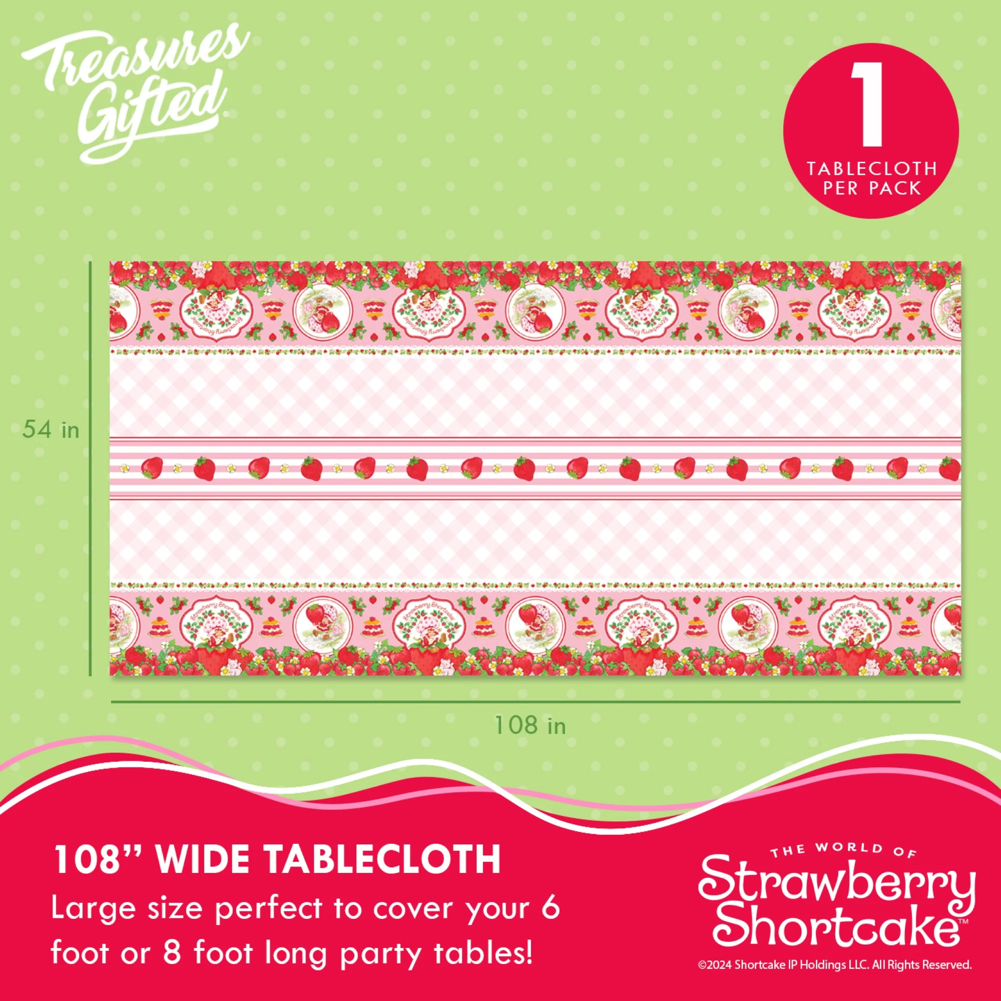 Strawberry Short Cake Table Cover 108" x 54" - Image 2