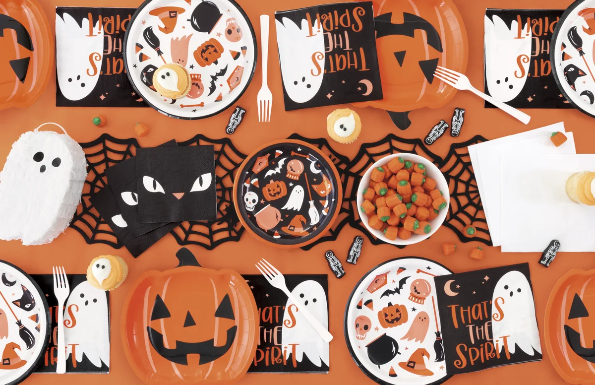 Halloween jack-o-lanterns and decorations